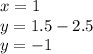 x=1 \\&#10;y=1.5-2.5 \\&#10;y=-1