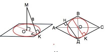 1.диагонали ромба равны 12 см и 16 см. точка м, расположенной вне плоскостью ромба, удаленная от все