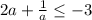 2a+ \frac{1}{a}} \leq - 3