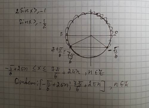 2sinx> = -1 розвязать неравность