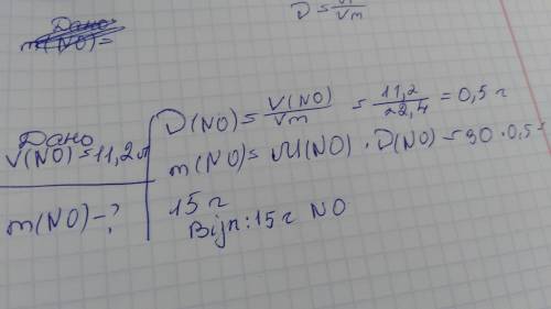 Обчисліть масу нітрогену (2) оксиду, якийизаймає 11.2 л