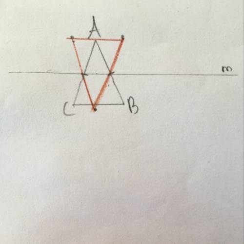 Постройте треугольник авс, через середины двух его сторон проведите прямую м. потройте треугольник,