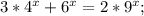 3*4^x+6^x=2*9^x; \\ &#10;