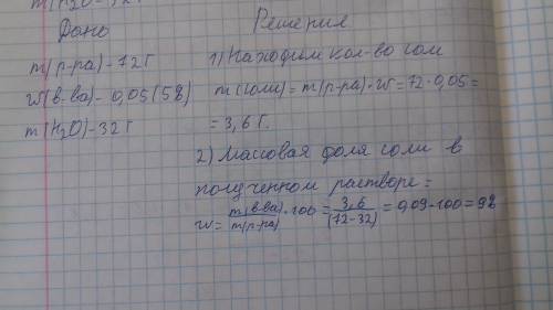 Help me из 72 грамм 5% раствора сульфата меди(ii) выпарили 32 грамм воды. найдите массовую долю соли