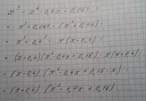 Разложи на множители x^3−x^2−0,4x+0,064