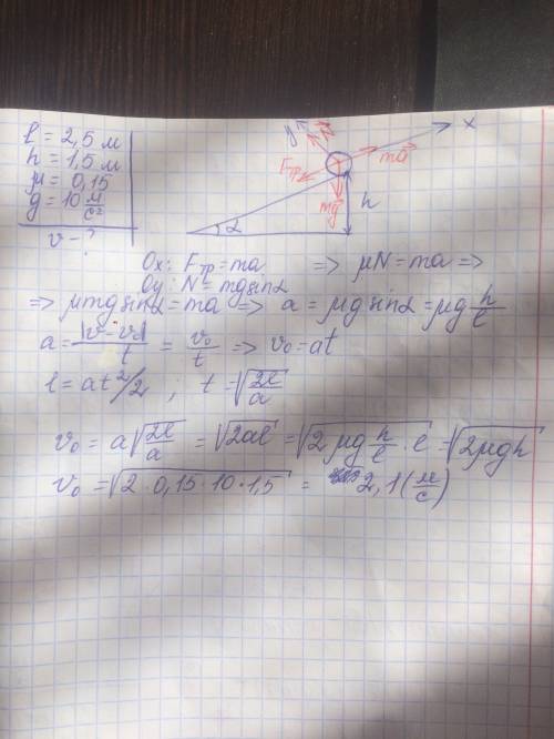 Край доски подняли на 1,5 м над полом. какую наименьшую скорость необходимо придать небольшому телу