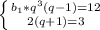 \left \{ {{b_1*q^3(q-1)=12} \atop {2(q+1)=3}} \right.