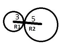 Определить взаимное расположение двух окружностей, если r1=3см, r2=5см и d-растояние между центрами