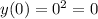 y(0)=0^2=0