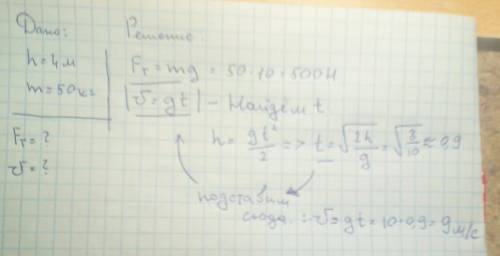 На высоте 4 м висит яблоко массой 50 г. чему равна сила тяжести, действующая на него? с какой скорос