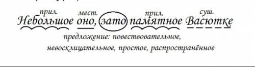 Небольшое оно , зато памятное васютке.(синтаксический разбор предложения.)