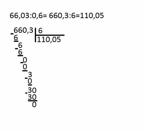 Решите столбиком на листке 66,03: 0,6