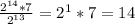 \frac{ 2^{14} * 7 }{ 2^{13} } = 2^{1} * 7 = 14