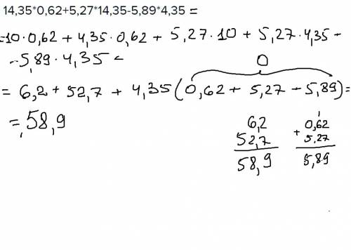 14,35*0,62+5,27*14,35-5,89*4,35 сделать удобным