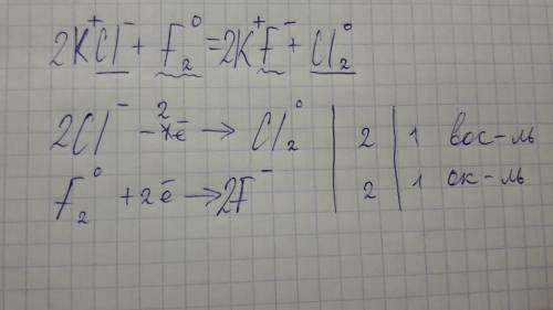 Kcl+f2=kf+cl2 разобрать окислительно-влсстановительный процесс.