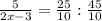 \frac{5}{2x-3} = \frac{25}{10} : \frac{45}{10}