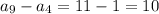 a_9-a_4=11-1=10