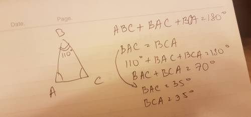 Вравнобедренном треугольнике авс с основанием aс внешний угол при вершине в равен 110 градусов.найди