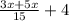 \frac{3x+ 5x}{15}+ 4