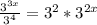 \frac{3^{3x}}{3^4}=3^2*3^{2x}