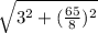 \sqrt{ 3^{2}+ (\frac{65}{8} )^{2} }