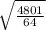 \sqrt{ \frac{4801}{64} }