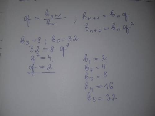 Знайдіть знаменник ї прогресії якщо b3=8, b5=32