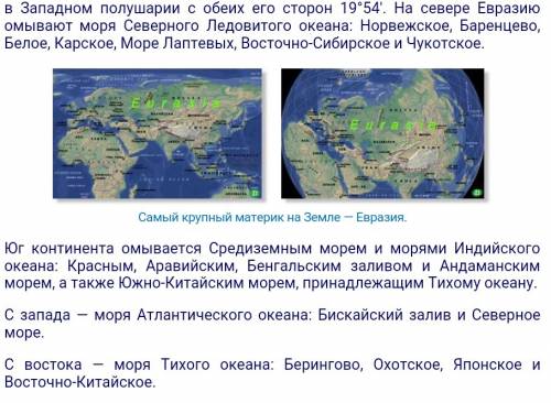 Берега евразии омывают моря каких океанов