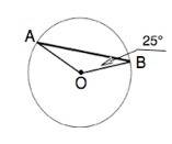 Ab-хорда кола з центр о.знайдіть кут aob якщо кут abo=25