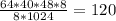 \frac{64*40*48*8}{8*1024} = 120