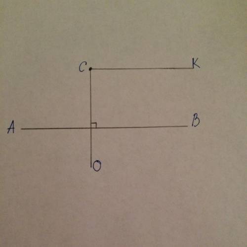 Постройте прямую ав и точку с, не лежащую на данной прямой. постройте через точку с прямую со перпен