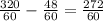 \frac{320}{60} - \frac{48}{60} = \frac{272}{60}