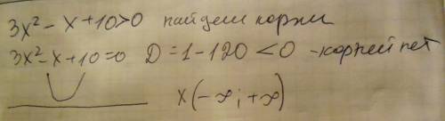 Розв'яжіть нерівність 3х^-х+10> 0