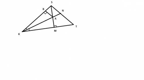 Востроугольном треугольнике kst высота sm пересекает биссекрису угла k в точке а, причём am = 18 см.