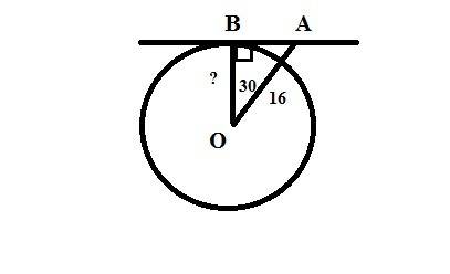 Прямая ав касается окружности с центром о радиуса r в точке в. найдите радиус окружности, если угол