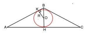 Вравнобедренный треугольник один угол которого равен 120° вписана окружность радиуса r. найдите осно
