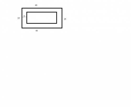 Из бумаги сделали рамку со сторонами 40см и 35см. ширина самой рамки 5см. найди площадь рамки.