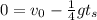 0=v_0- \frac{1}{4} gt_s