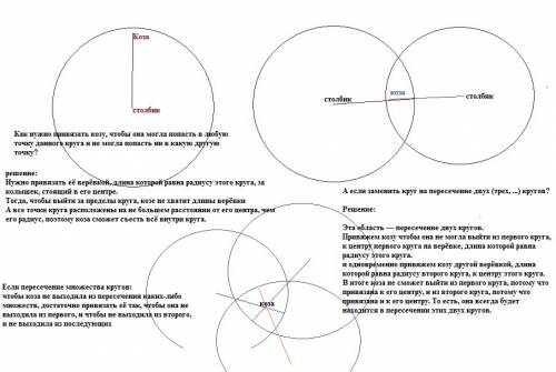 Про козу. 1. есть колышки, которые можно вбивать в землю, и веревка, с которой можно привязывать коз