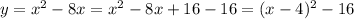 y=x^2-8x=x^2-8x+16-16=(x-4)^2-16