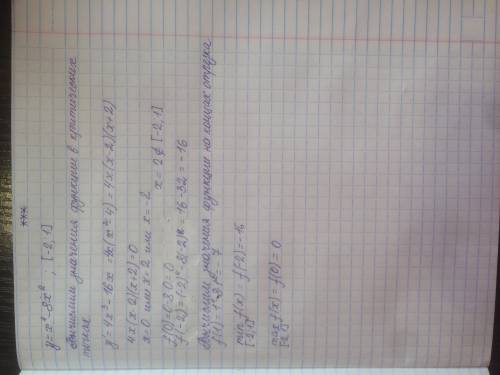 Найти наименьшее и наибольшее значение функции y=x^4-8x^2,[-2; 1]