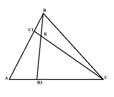 На стороне [ac] треугольника авс выбрана точка в1, а на стороне [ab] – точка с1 так, что |ab1| : |b1