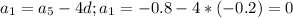 a_1=a_5-4d; a_1=-0.8-4*(-0.2)=0