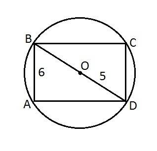 Навколо прямокутника,одна сторона якого дорівнює 6 см,описано коло радіуса 5 см.знайдіть іншу сторон