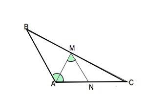 Отрезок ам -биссектриса треугольника авс.через точку м проведена прямая, параллельная стороне ав и п