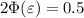 2\Phi(\varepsilon)=0.5