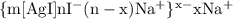 \mathrm{\{m[AgI]nI^{-}(n-x)Na^{+}\}^{x-}xNa^{+}}