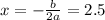 x=-\frac b{2a}=2.5