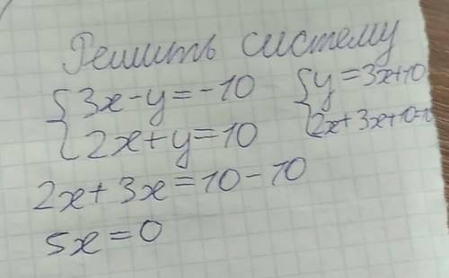 Решить систему 3х-у=-10 х2+у=10 )) заранее . и желательно не те варианты, которые были в таких же .