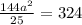 \frac{144a^2}{25}= 324